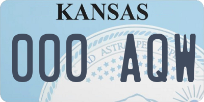 KS license plate 000AQW