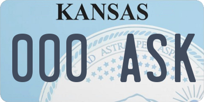 KS license plate 000ASK