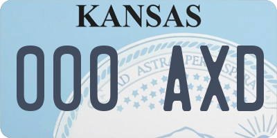 KS license plate 000AXD