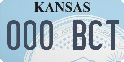 KS license plate 000BCT