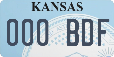 KS license plate 000BDF