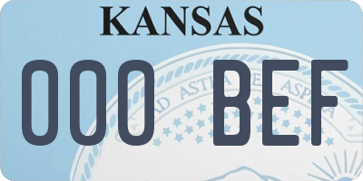 KS license plate 000BEF