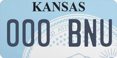 KS license plate 000BNU