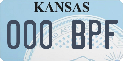 KS license plate 000BPF
