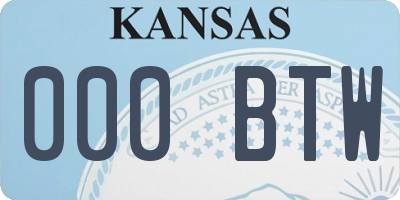 KS license plate 000BTW
