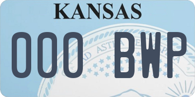 KS license plate 000BWP