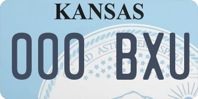 KS license plate 000BXU