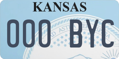 KS license plate 000BYC