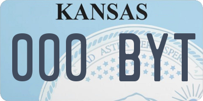 KS license plate 000BYT