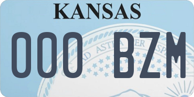KS license plate 000BZM