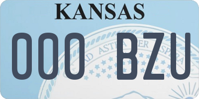 KS license plate 000BZU