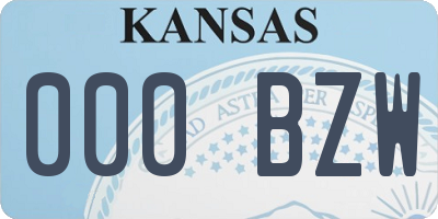 KS license plate 000BZW