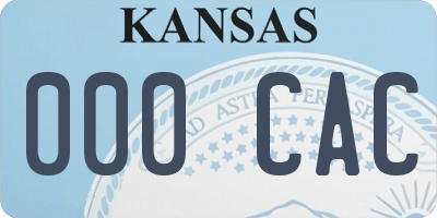 KS license plate 000CAC