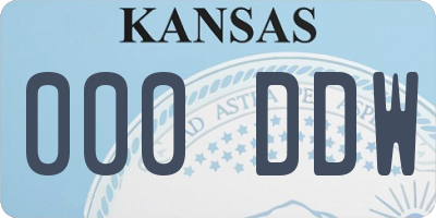 KS license plate 000DDW