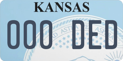 KS license plate 000DED
