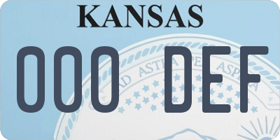 KS license plate 000DEF