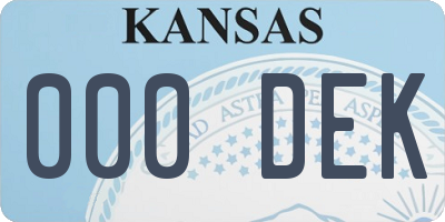 KS license plate 000DEK
