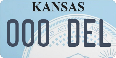 KS license plate 000DEL