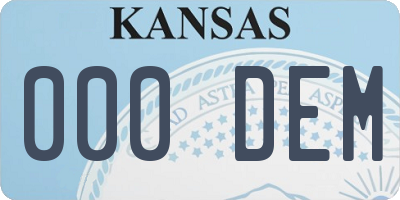 KS license plate 000DEM