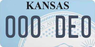 KS license plate 000DEO