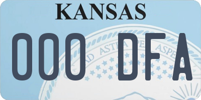 KS license plate 000DFA