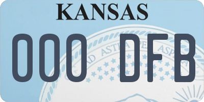 KS license plate 000DFB