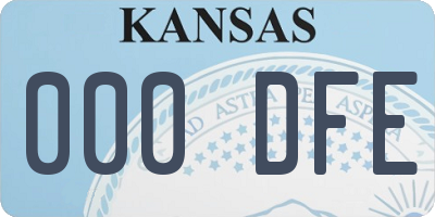 KS license plate 000DFE