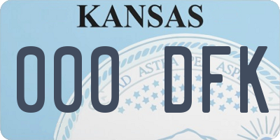 KS license plate 000DFK