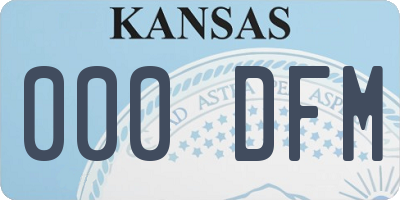 KS license plate 000DFM