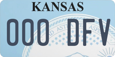 KS license plate 000DFV
