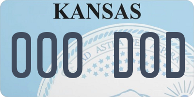 KS license plate 000DOD