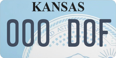 KS license plate 000DOF