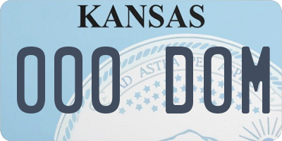 KS license plate 000DOM