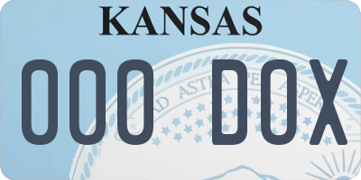 KS license plate 000DOX