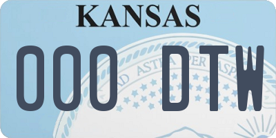 KS license plate 000DTW