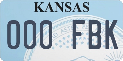 KS license plate 000FBK