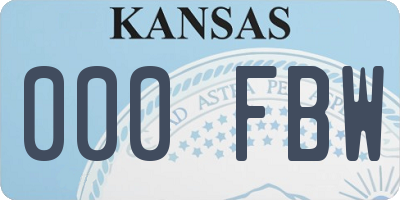 KS license plate 000FBW
