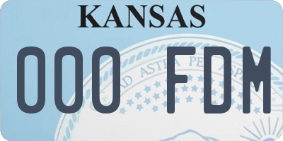 KS license plate 000FDM