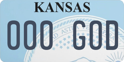 KS license plate 000GOD