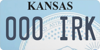 KS license plate 000IRK