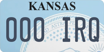 KS license plate 000IRQ