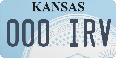 KS license plate 000IRV