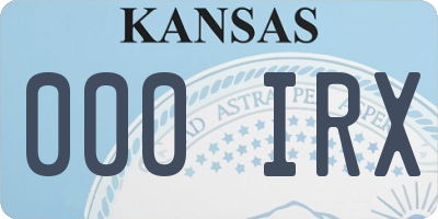 KS license plate 000IRX