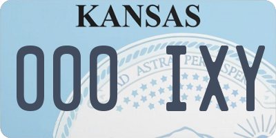 KS license plate 000IXY