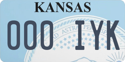 KS license plate 000IYK