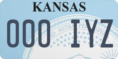 KS license plate 000IYZ