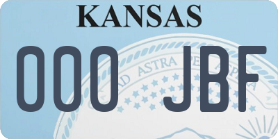KS license plate 000JBF