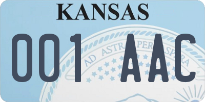 KS license plate 001AAC