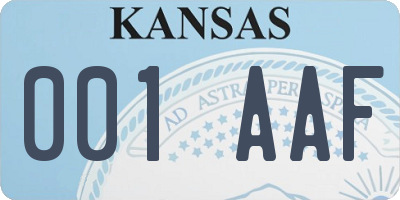 KS license plate 001AAF