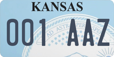 KS license plate 001AAZ
